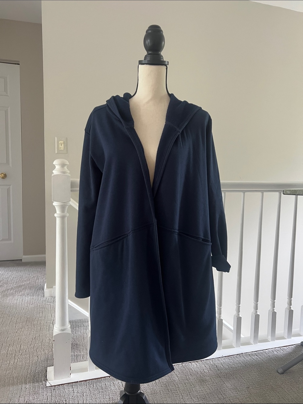 Zella Navy Hooded Open-Front Coatigan